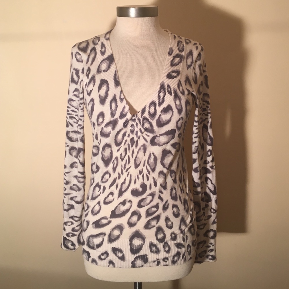 Express Deep V Animal Print Sweater S