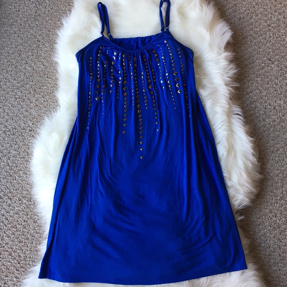 Purple Thin Strap Mini Dress - Size: Large