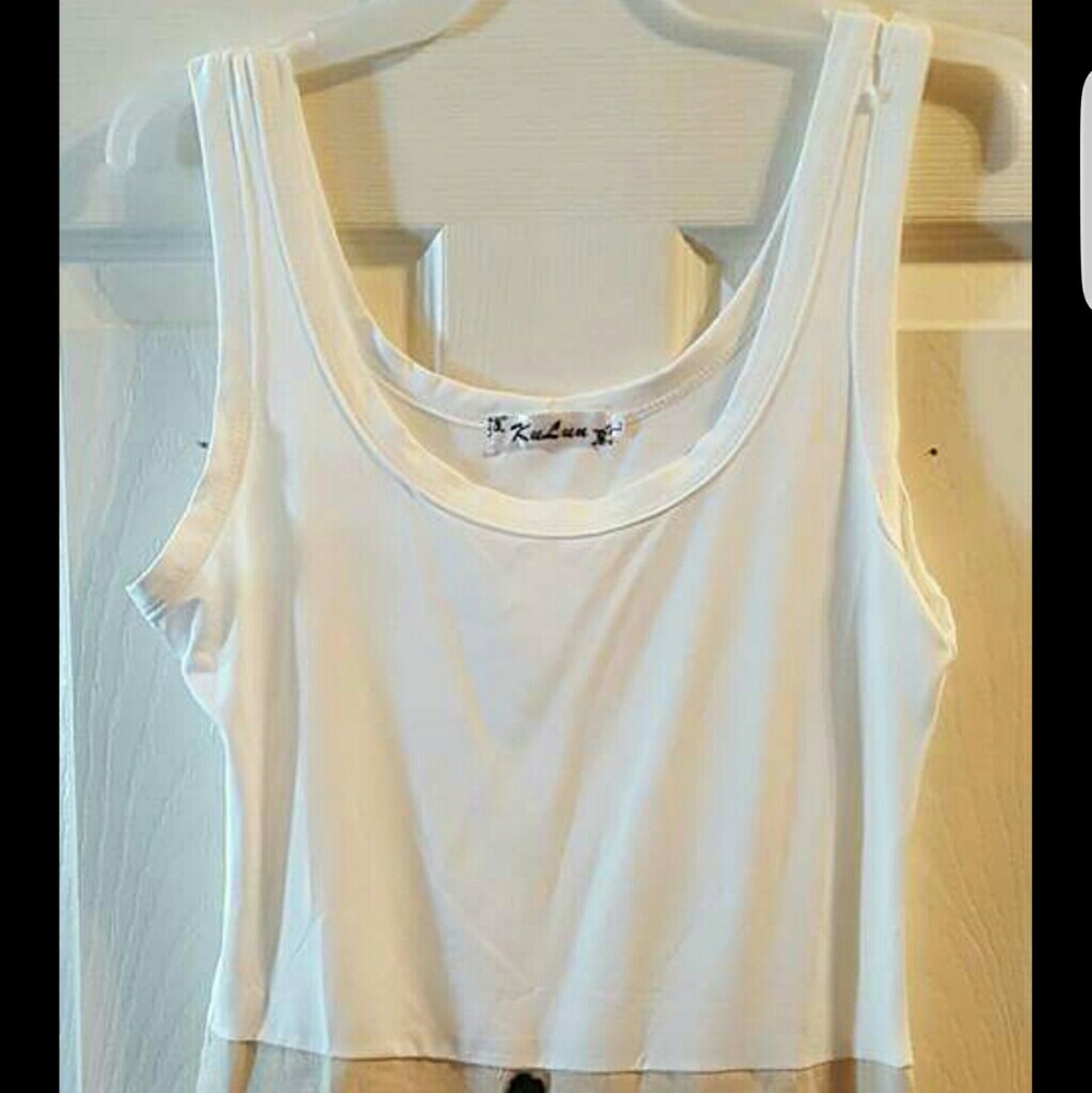 White and tan sleepless summer dress