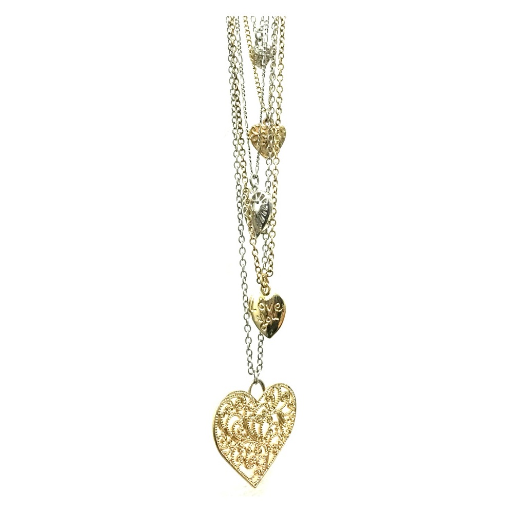 Heart Pendant Necklace - Silver and Gold