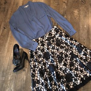 Talbots black & white floral skirt