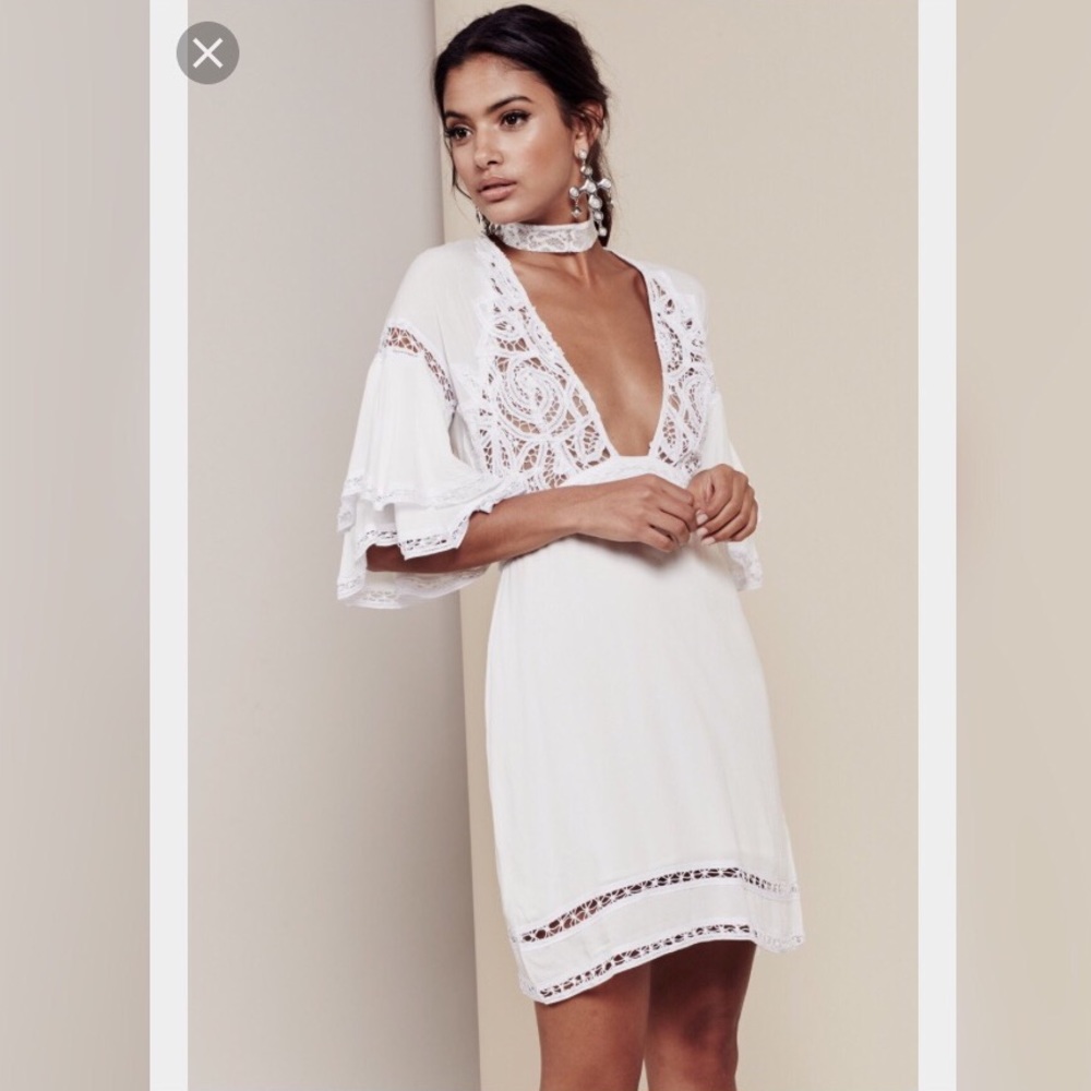NWT For Love and Lemons Carmine Mini Dress White S