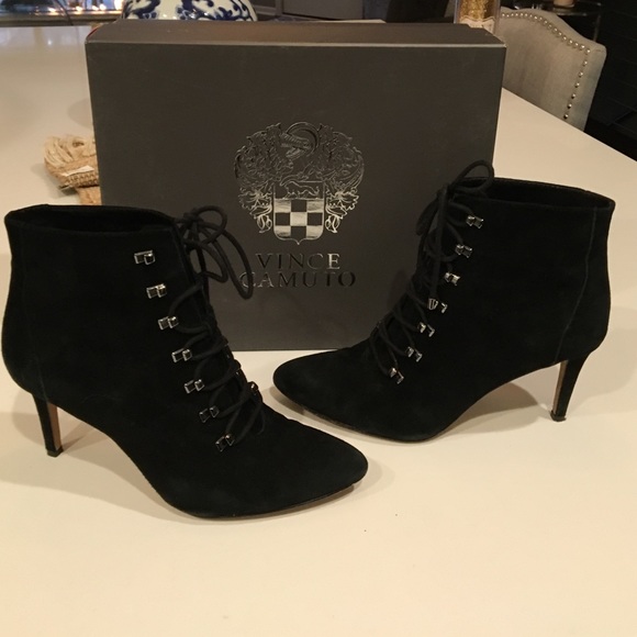 black suede lace up booties