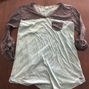 ROXY light blue and gray 3/4 sleeve
