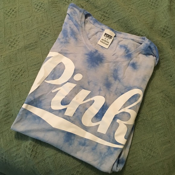 PINK Victoria's Secret Tops - Victoria Secret PINK Blue Tie-dyed Shirt