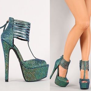 AnneMichelle Iridescent Mermaid Platform Heel