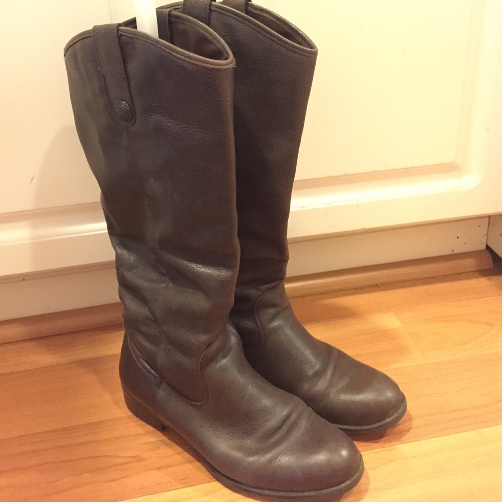Brown leather riding boots