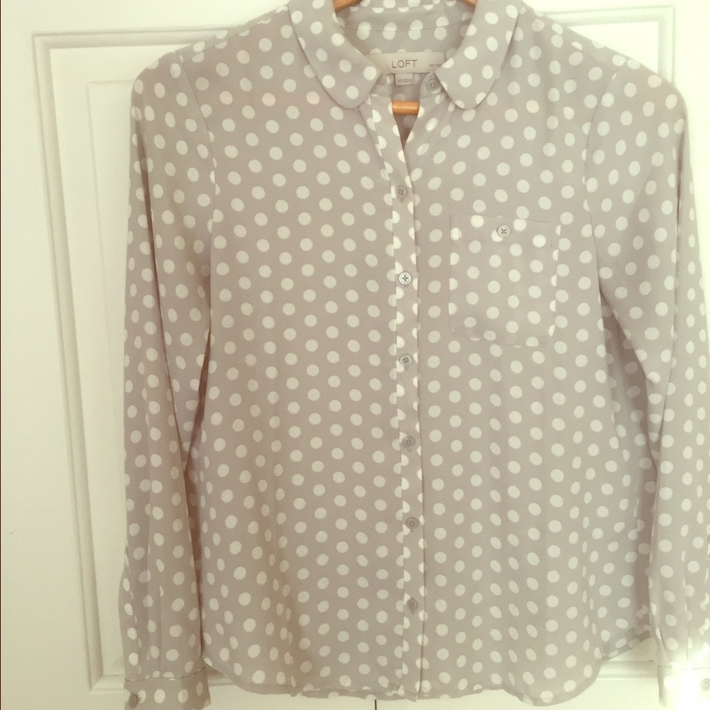 Loft polka dot Peter Pan collared shirt