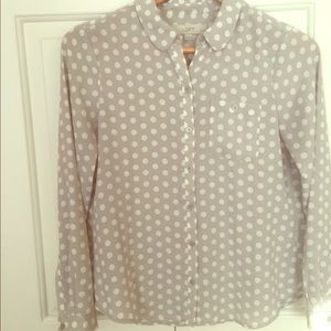 Loft polka dot Peter Pan collared shirt