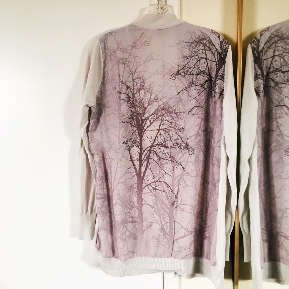 lightweight grey tree branch cardigan
