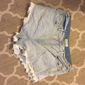 Free People Denim Lace Shorts