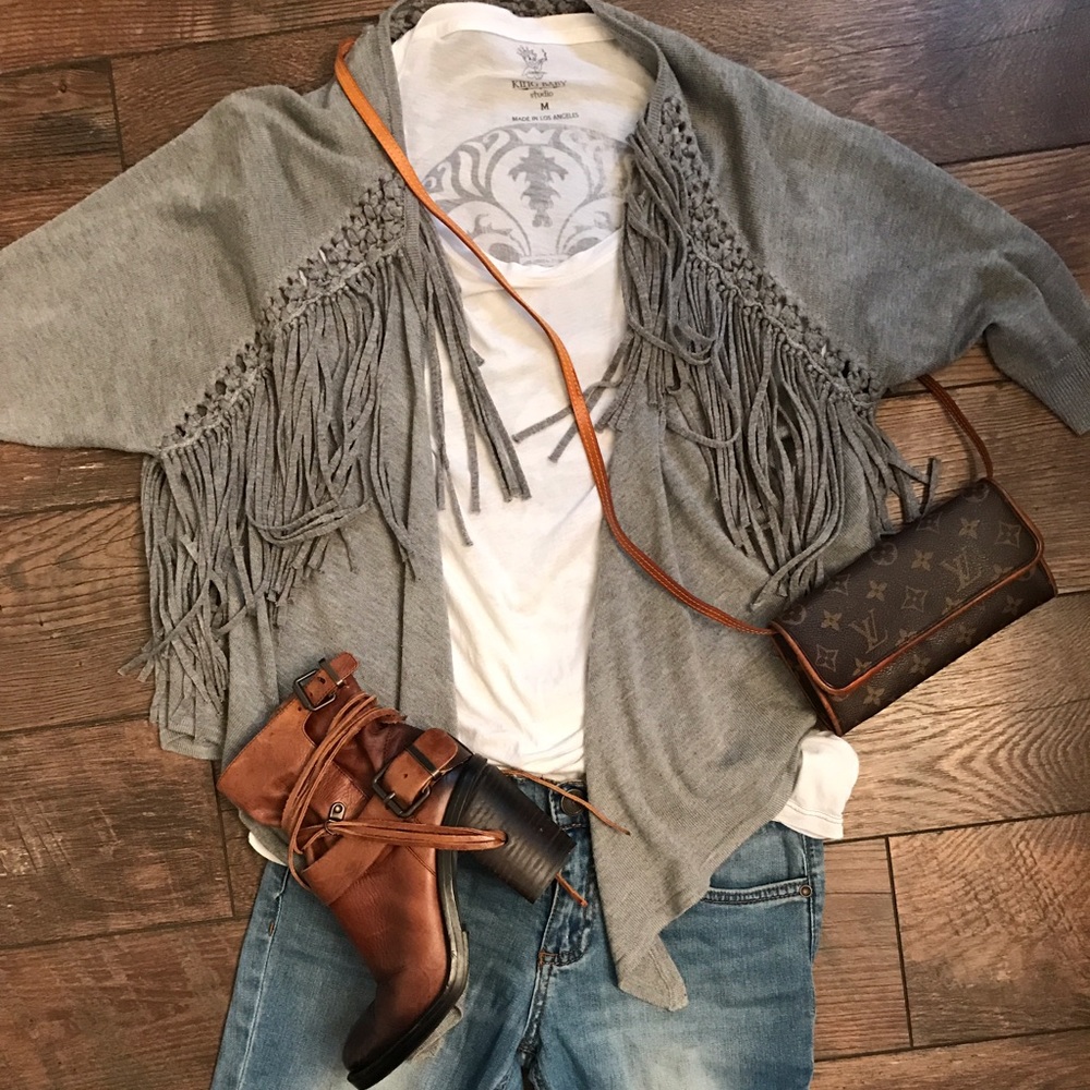 DEX Clothing Fringe Open Front Sweater