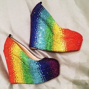 AMAZING Crystal Rainbow Platform Heels 🌈🌈🌈