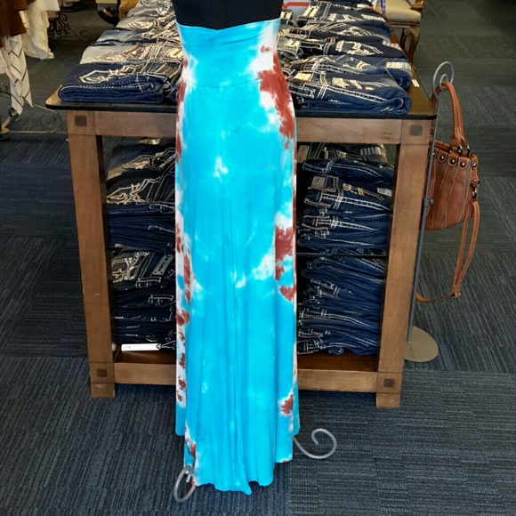 T*PARTY Turquoise/Tie-Dye Maxi Skirt - Picture 2 of 3