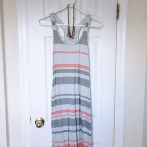 LOFT striped racerback maxi dress + necklace