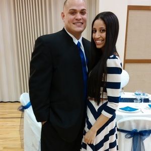 Navy and cream dress