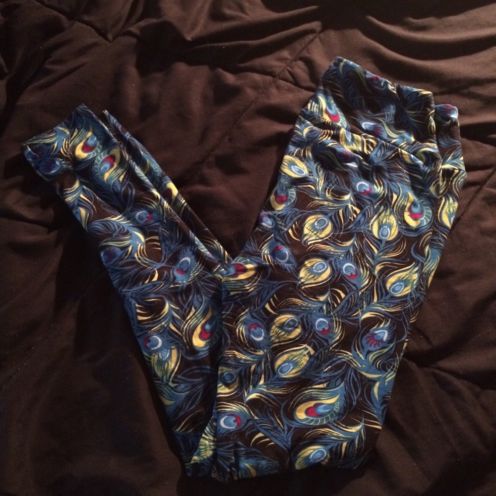 LuLaRoe Peacock Feather Leggings - One Size