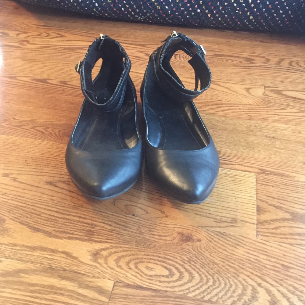 BCBG ankle strap flats