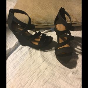 Strappy Black Wedges