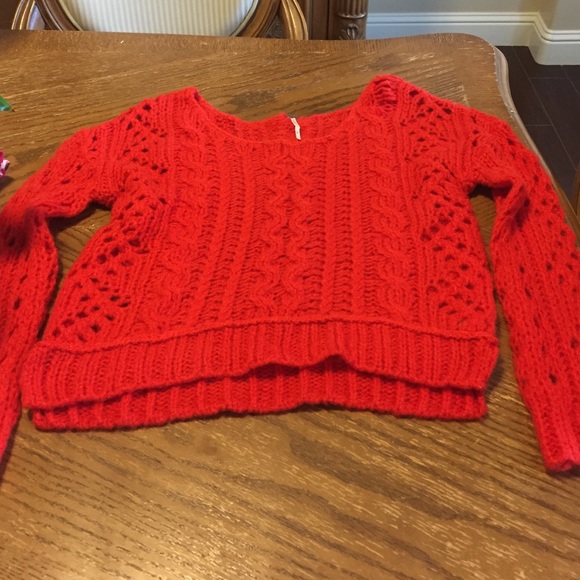 Free People red knitted sweater - Picture 1 of 5