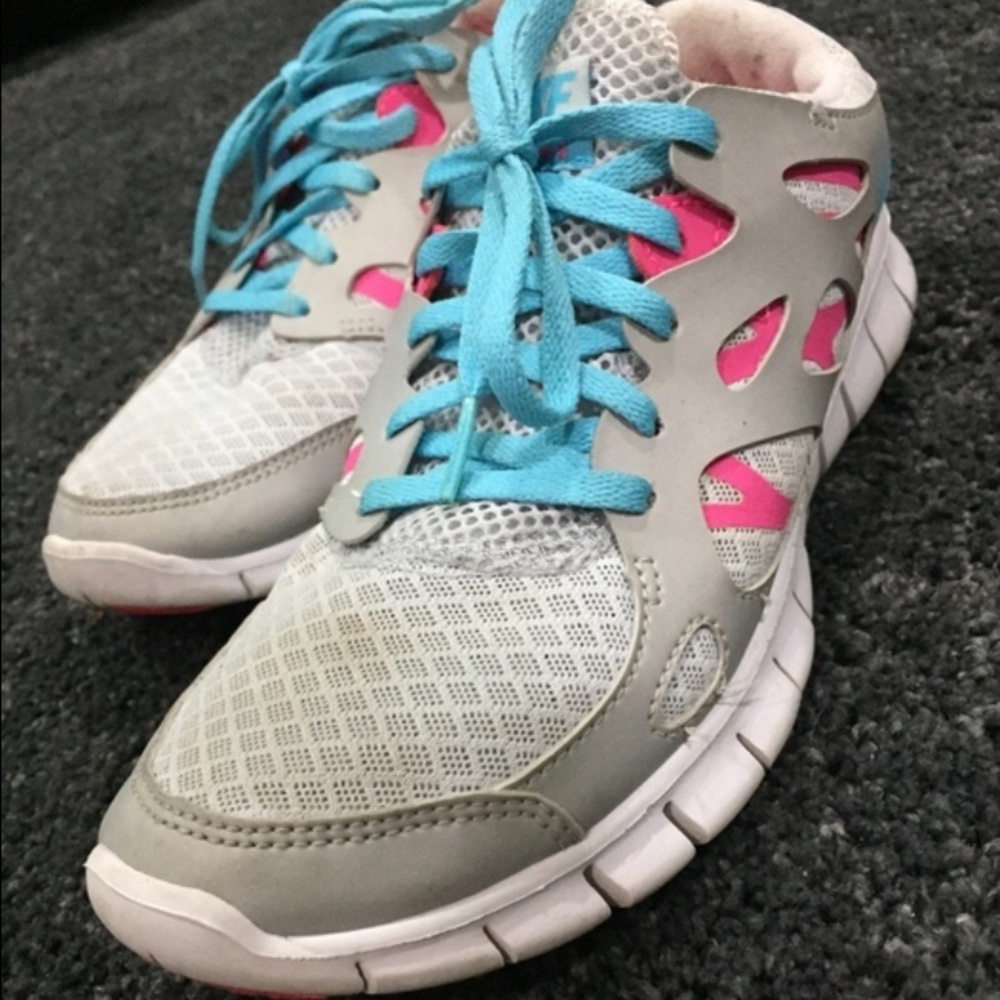 Light Grey and Blue Nike Shoes