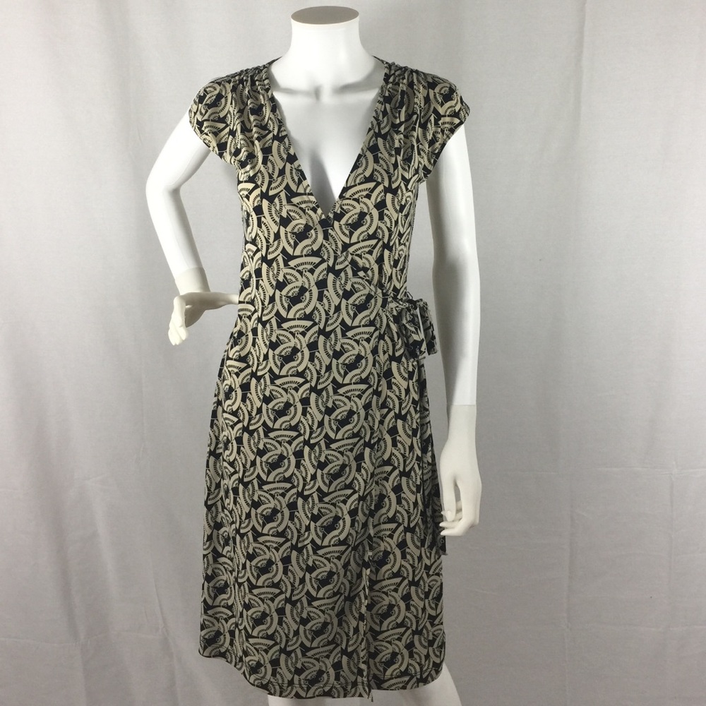 BCBG MaxAzria black & cream wrap dress
