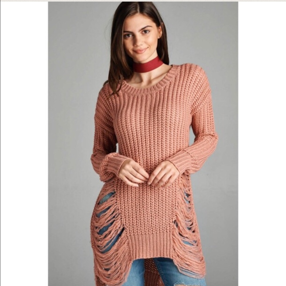 LAST 1!! 💕 Miranda Distressed Knit Sweater Top 💕 - Picture 2 of 5
