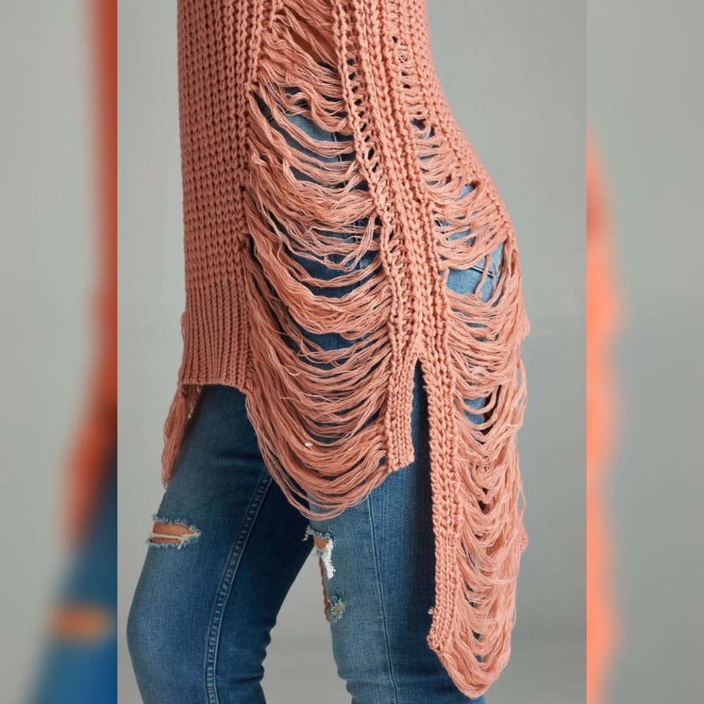 LAST 1!! 💕 Miranda Distressed Knit Sweater Top 💕 - Picture 4 of 5