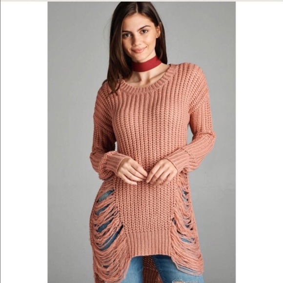 LAST 1!! 💕 Miranda Distressed Knit Sweater Top 💕 - Picture 2 of 5