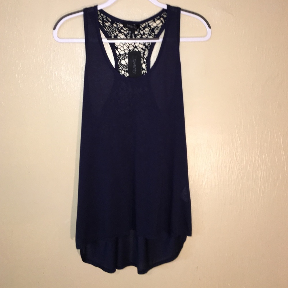 TWENTY sz S Women's Web Crochet Racerback Tank