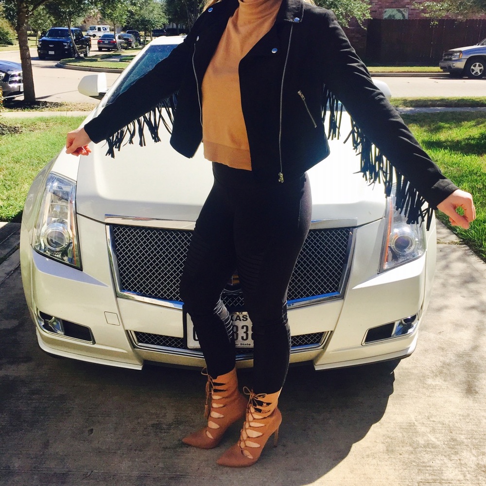 Black Fringe Suede Jacket