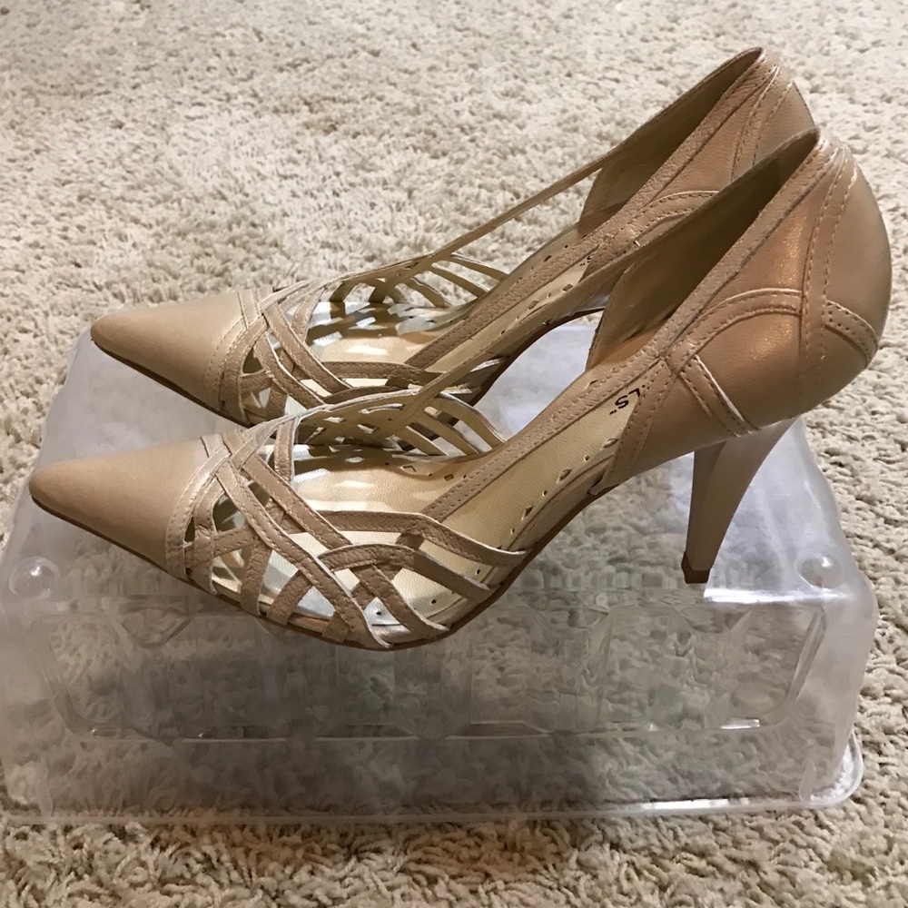 BCBGirls cream/tan heels