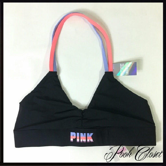 NWT VS Pink Halter Sports Bra SZ S & M - Picture 2 of 3