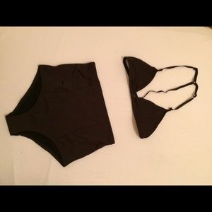 Urban Outfitters Solid Black High Waisted Bikini