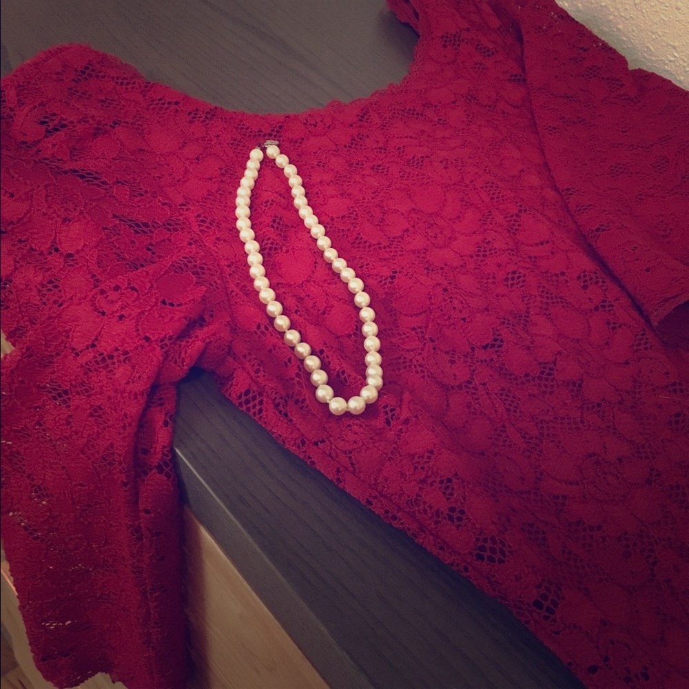 Red lace dress