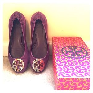 Tory Burch Reva flat shoe purple size 10