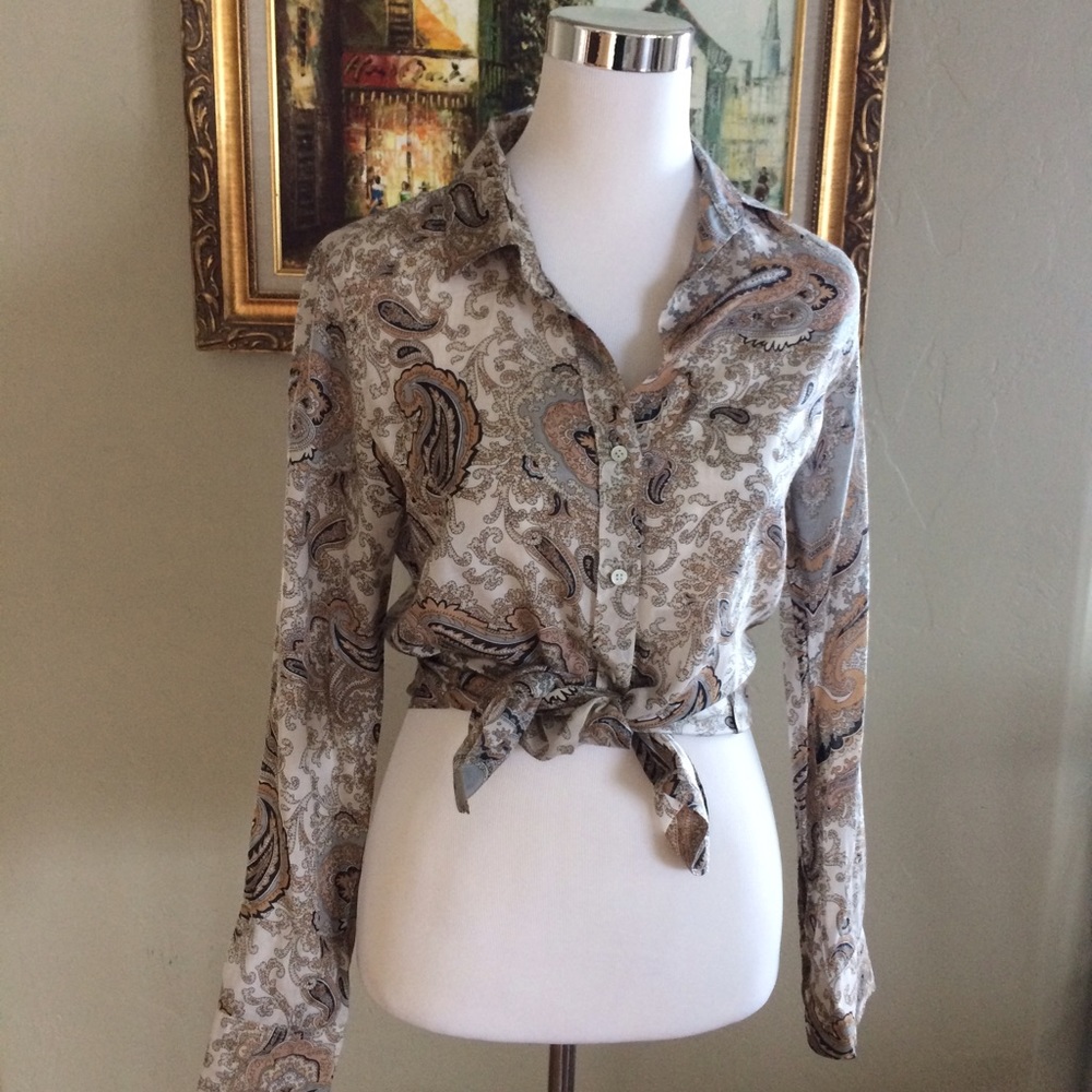 Button up silky shirt.