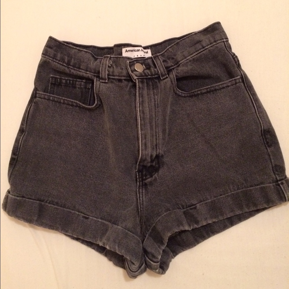 American Apparel Black Denim High Waisted Shorts