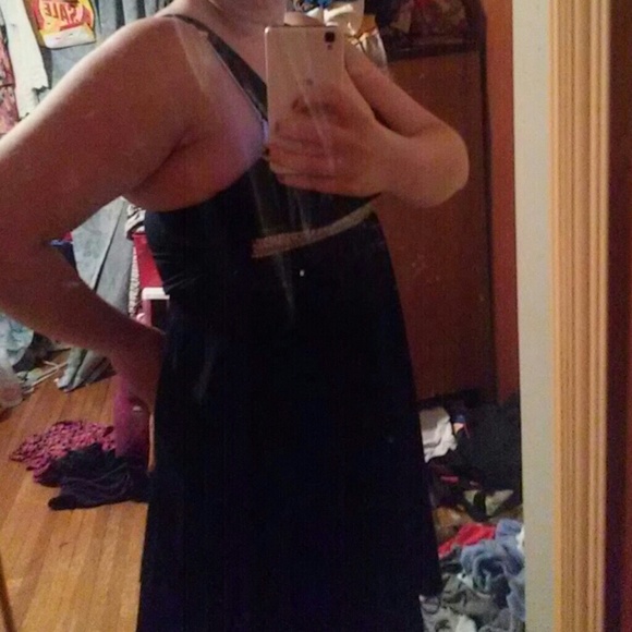 Dark blue prom gown with crystals - Picture 2 of 3