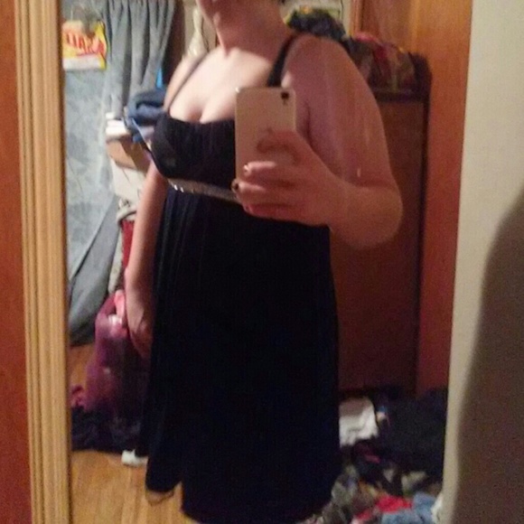 Dark blue prom gown with crystals - Picture 3 of 3