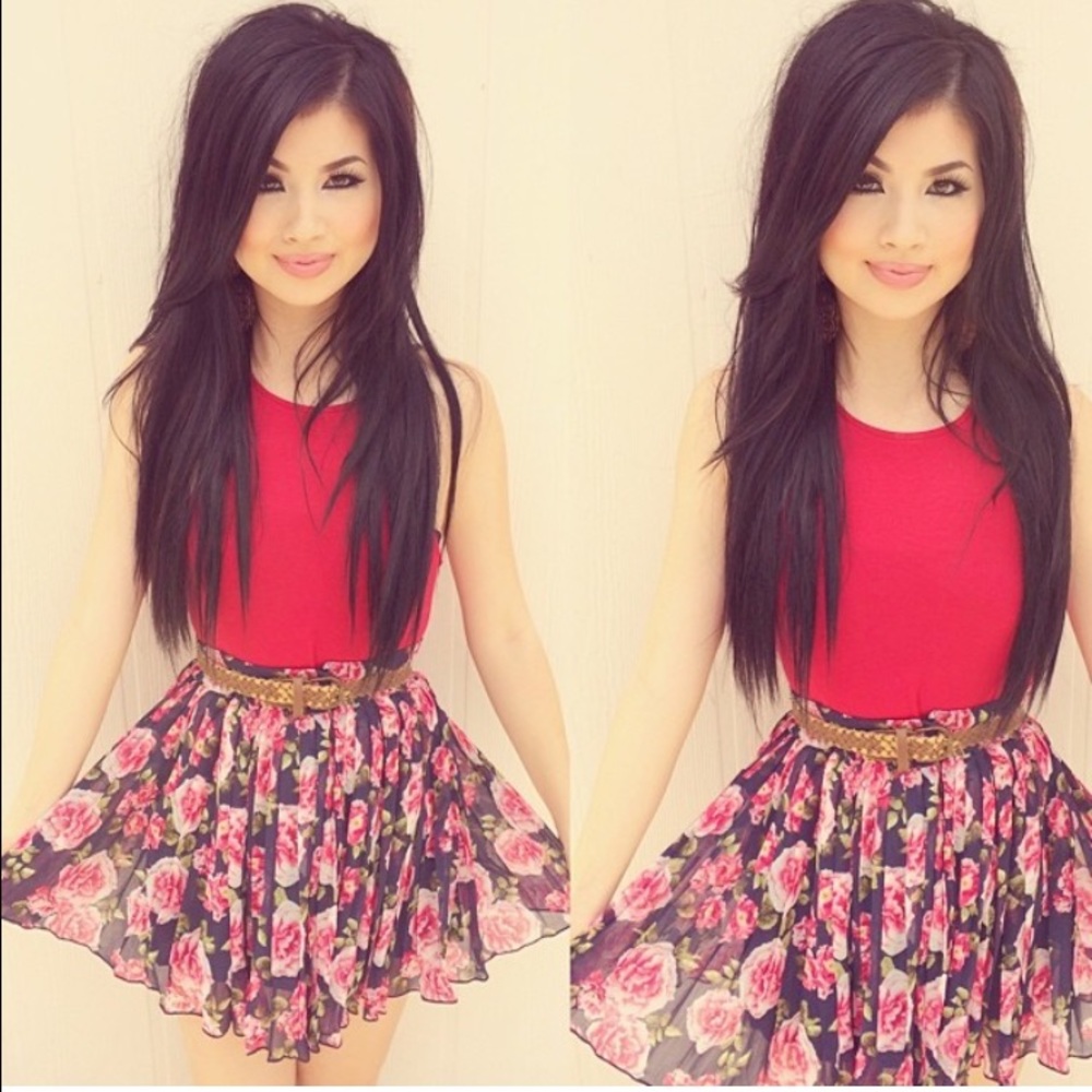 Black floral skirt