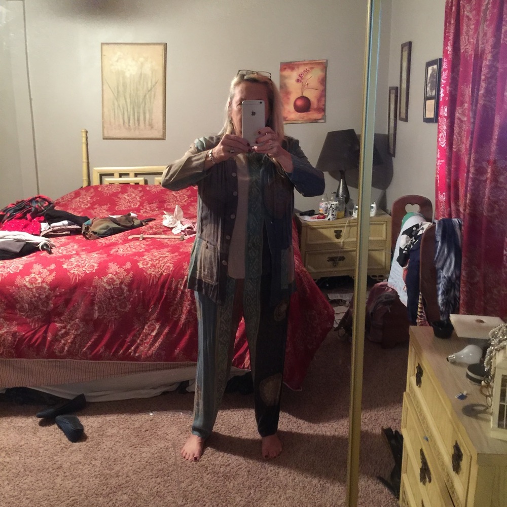 Three-piece vintage pant set.
