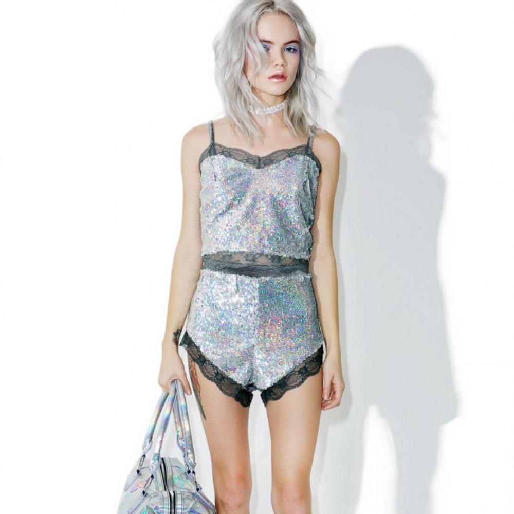 Missguided Set Grey Velvet And Sequin💥PRICEDROP💥