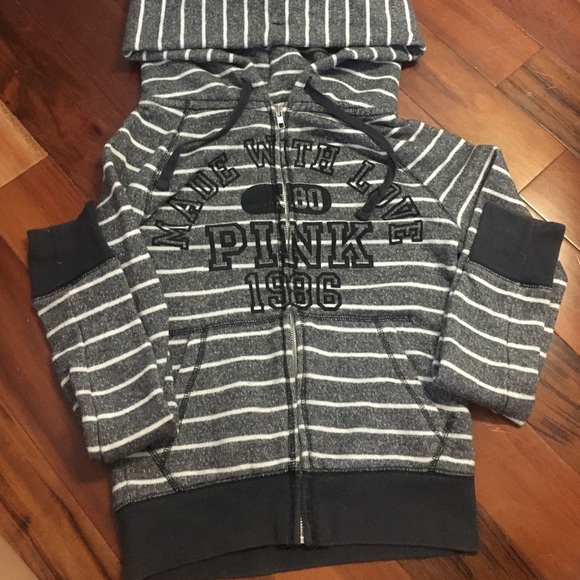 VICTORIAS SECRET PINK striped hoodie - Picture 2 of 3