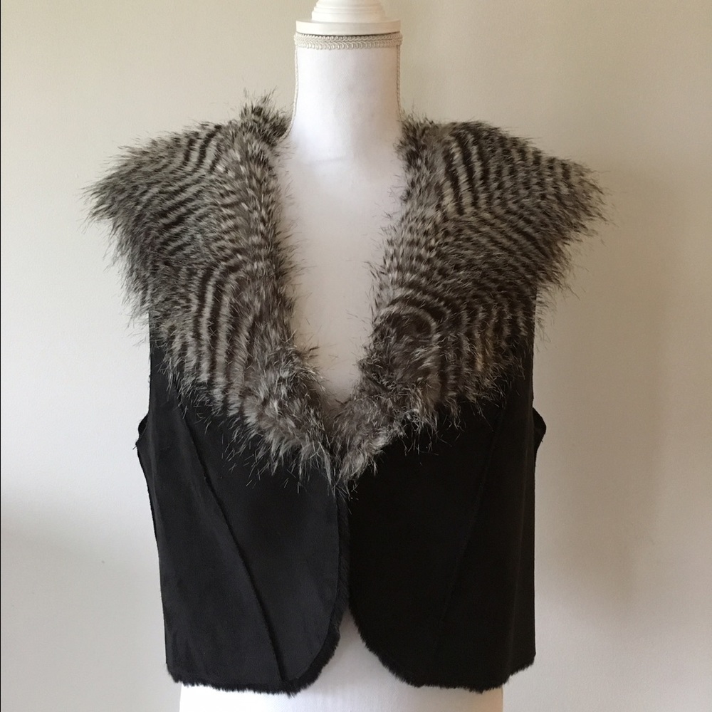 Rachel Zoe Vest Faux Suede Faux Fur NWOT!