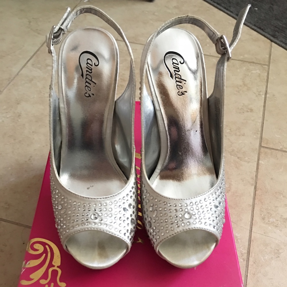Rhinestone silver heels