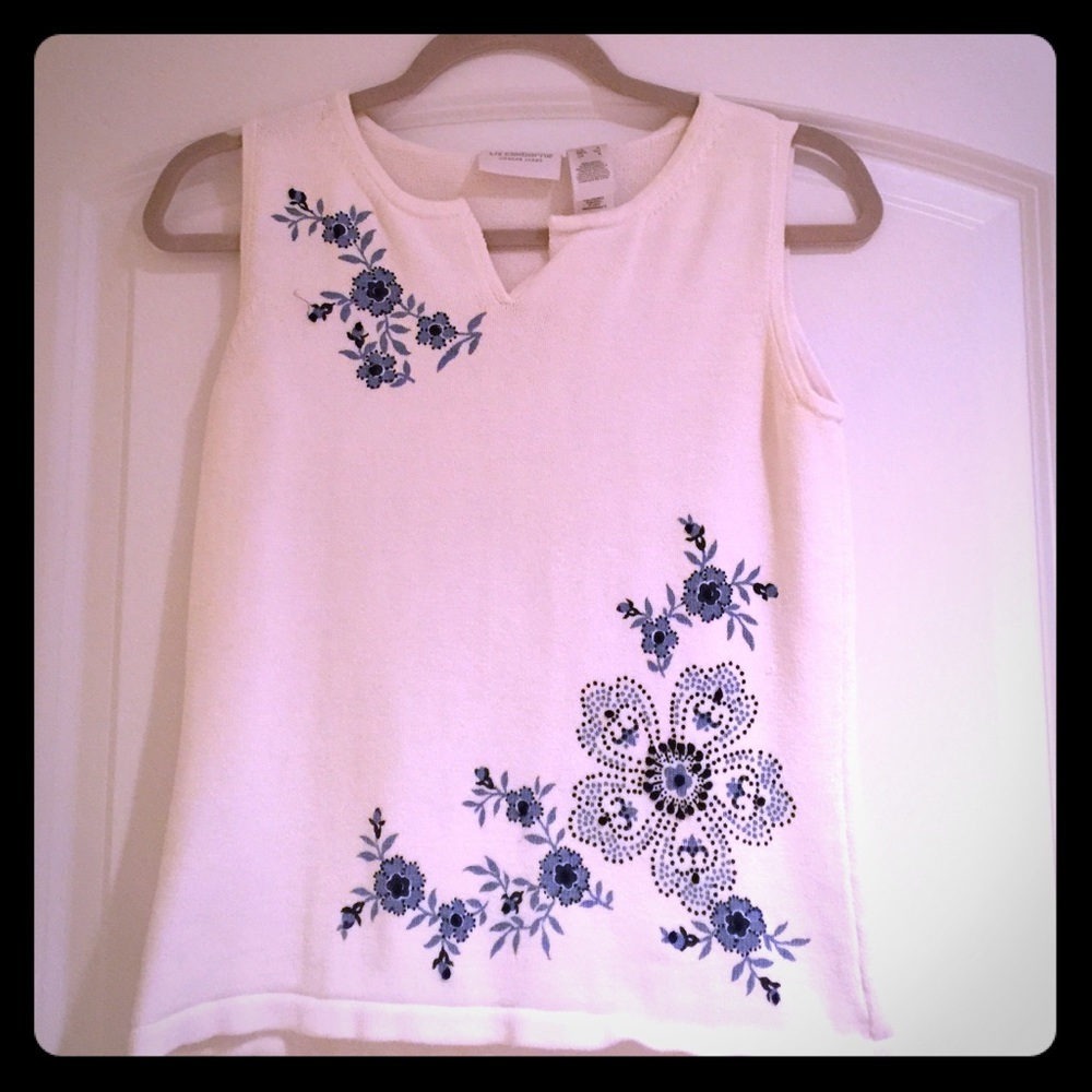Embroidered Shell Top