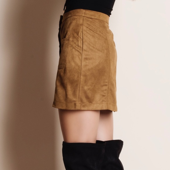 Button Up Suede Skirt - Picture 2 of 3