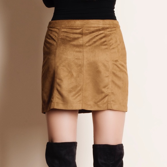 Button Up Suede Skirt - Picture 3 of 3
