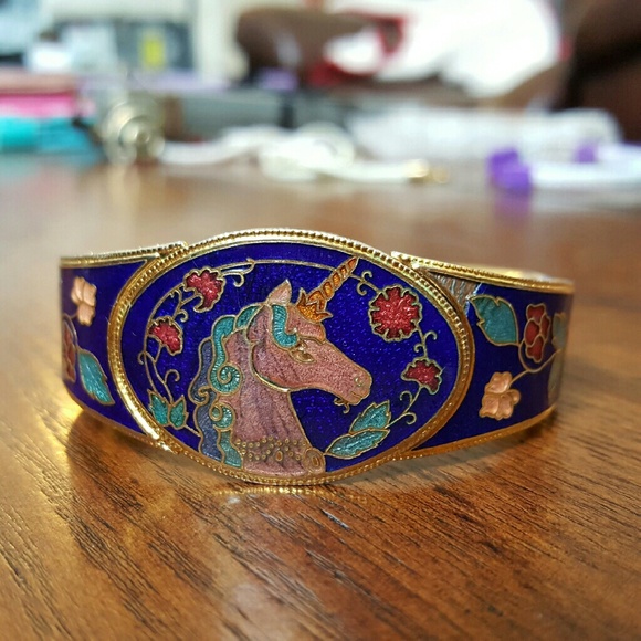 Vintage Jewelry - Vintage Cloisonne Unicorn Bracelet